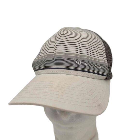 Travis Matthews Flexfit Grey Striped Mesh Back Baseball Cap Unisex L-XL - Picture 1 of 6